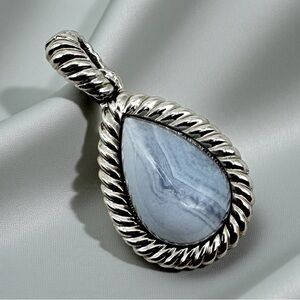 Kenneth Jay Lane Blue Lace Agate Teardrop Pendant